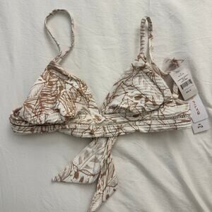 PILYQ Bikini Top Laguna Palms Beige Swimwear Size Small - NEW w/ tags